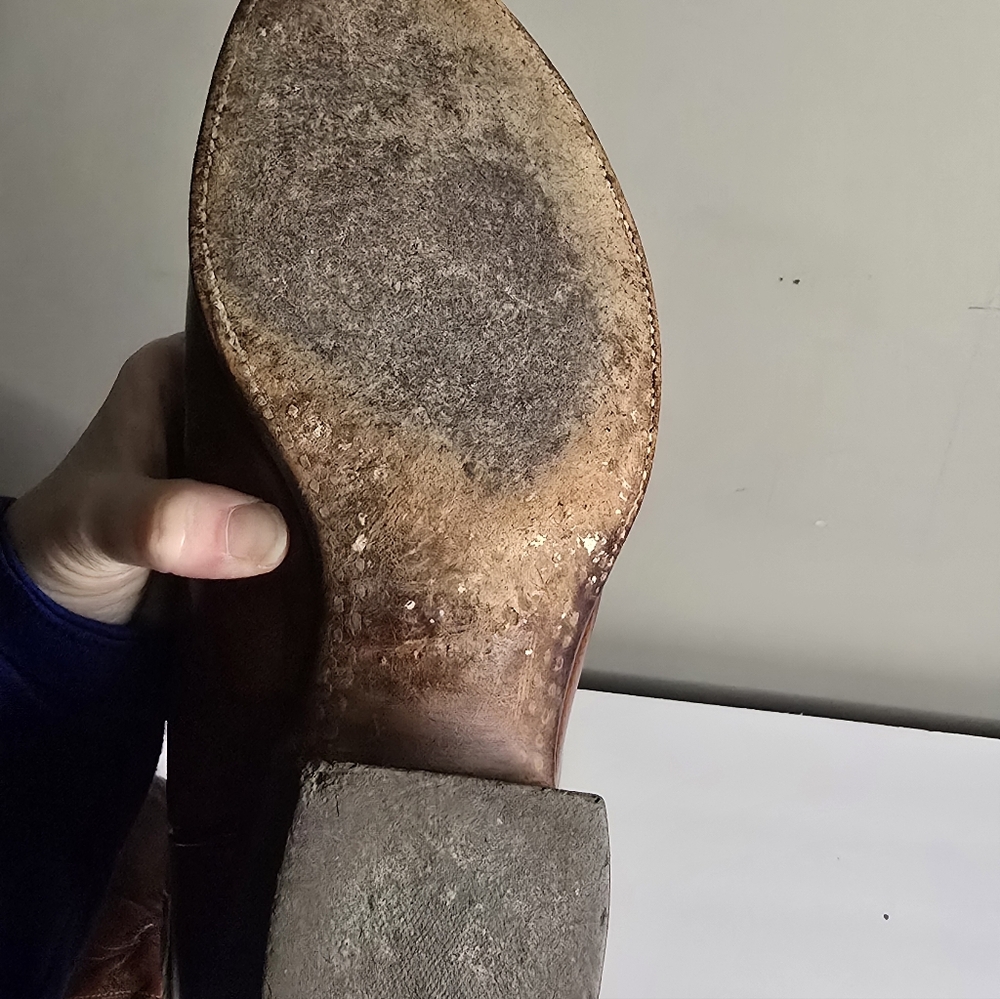 Lucchese Chestnut Brown Leather Western Cowboy Boots - Picture 6 of 15